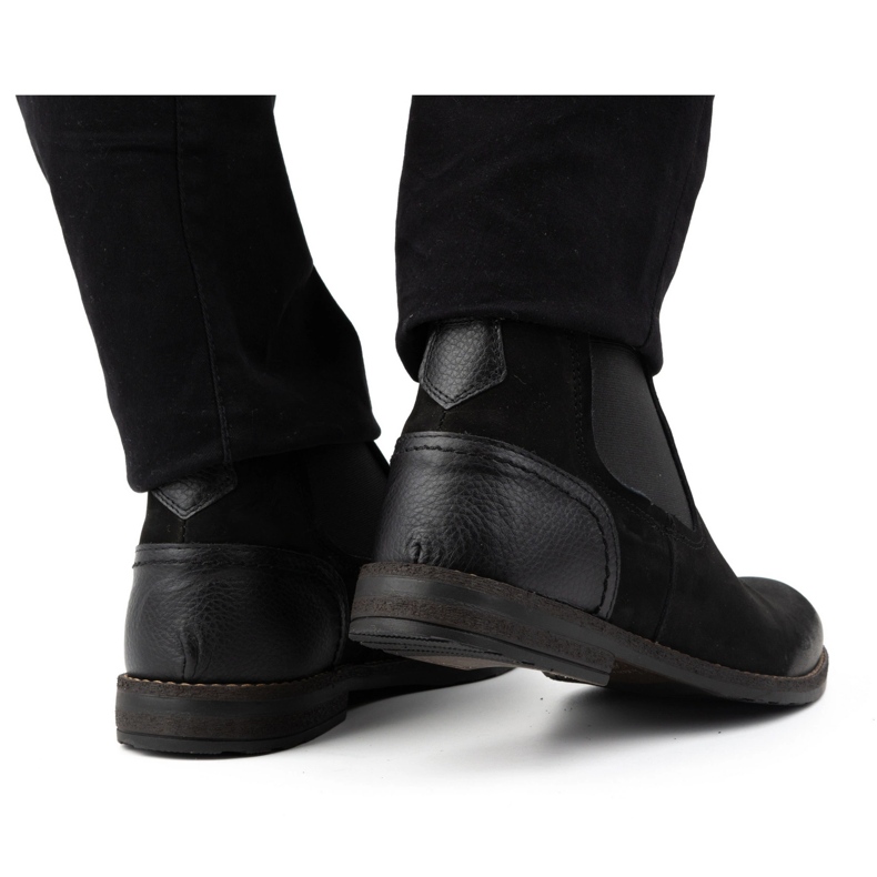Olivier Bottes à enfiler isolées pour hommes en cuir 925MA noir 1