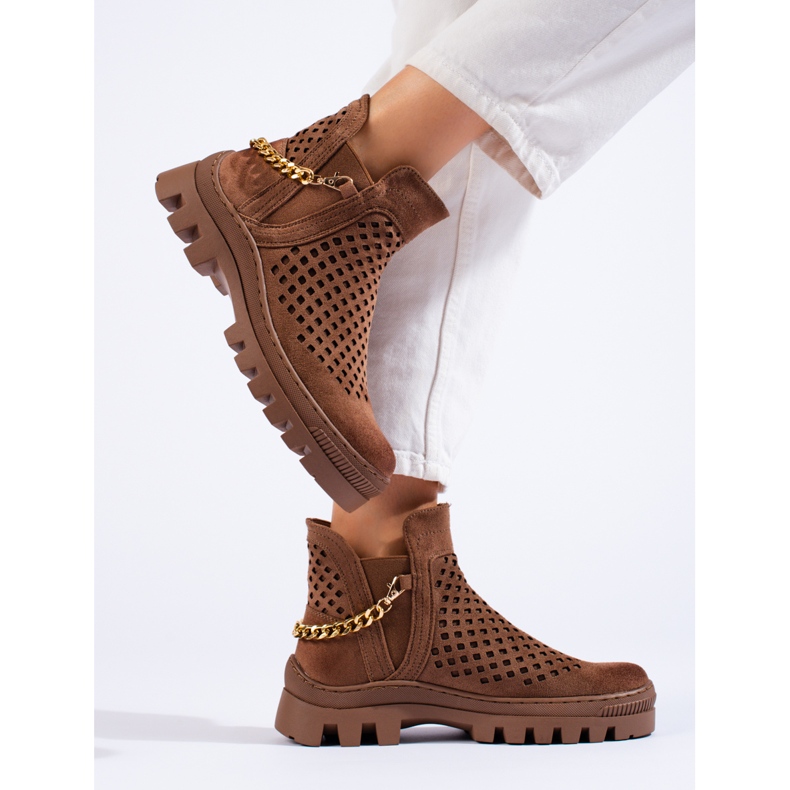 W. Potocki Bottines marron femme en daim ajouré par Potocki brun 1