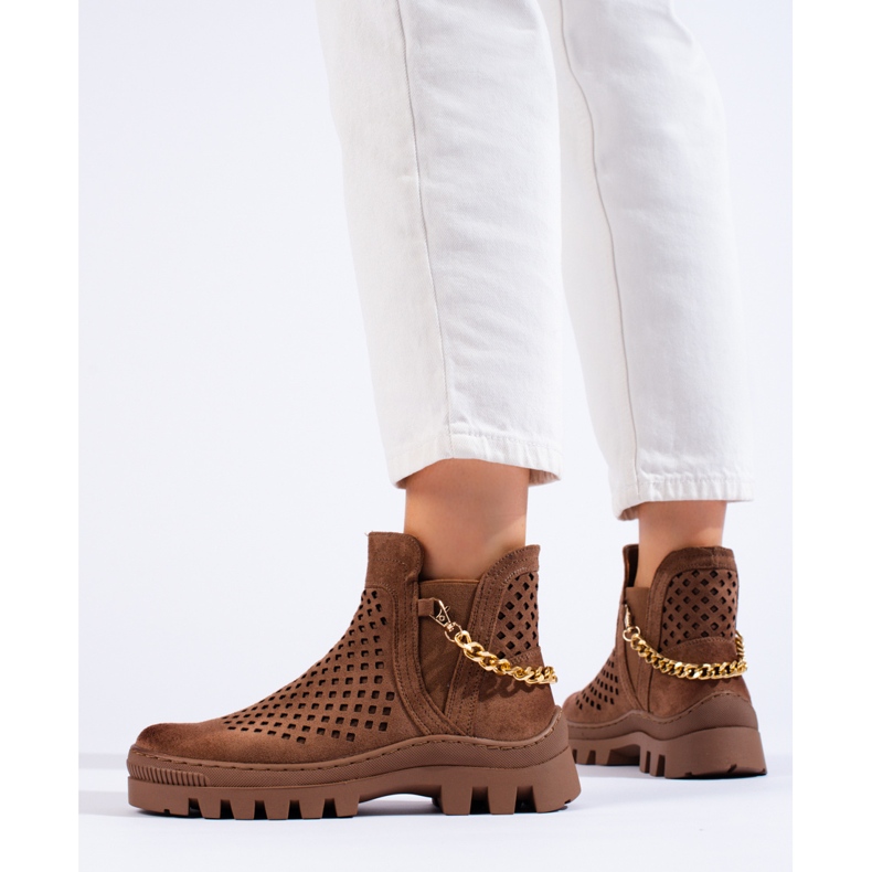 W. Potocki Bottines marron femme en daim ajouré par Potocki brun 2