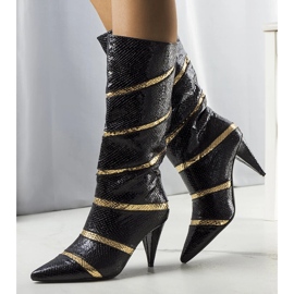 Bottes isolées Nevzo noires et dorées 1