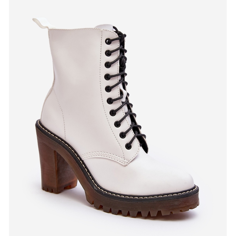 Bottines à lacets pour femmes, blanc Arove blanche 1