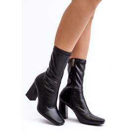 Bottines femme à bout carré, noires Glavina 2