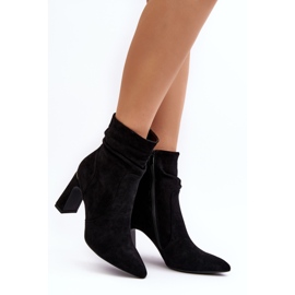 Bottines à talons hauts avec tige froncée pour femme, noir Phaga 1
