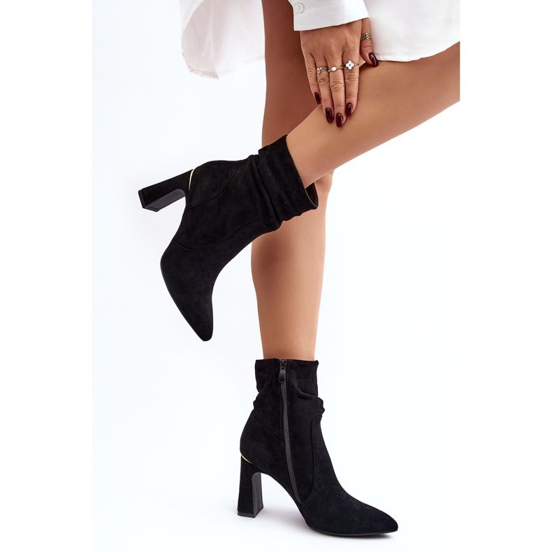 Bottines à talons hauts avec tige froncée pour femme, noir Phaga 2