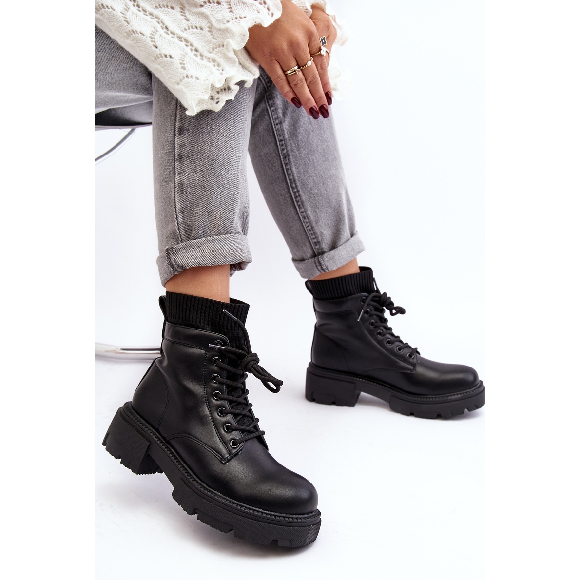 Chaussette Cuir Boots Chaussette Noir Boots Chaussettes