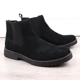 Filippo M PAW499A Bottines Chelsea à enfiler en cuir noir 1