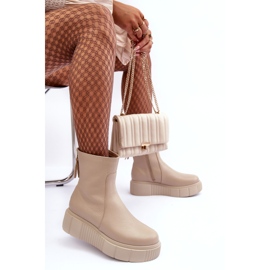 Bottines Plateformes En Cuir Pour Femme Beige Lemar Jenefer 4