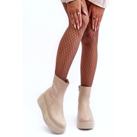Bottines Plateformes En Cuir Pour Femme Beige Lemar Jenefer 2