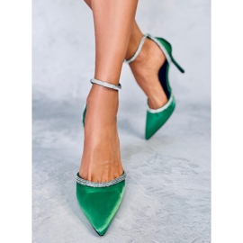 Escarpins à talons hauts avec zircons cubiques Conway Green vert 3