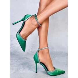 Escarpins à talons hauts avec zircons cubiques Conway Green vert 5