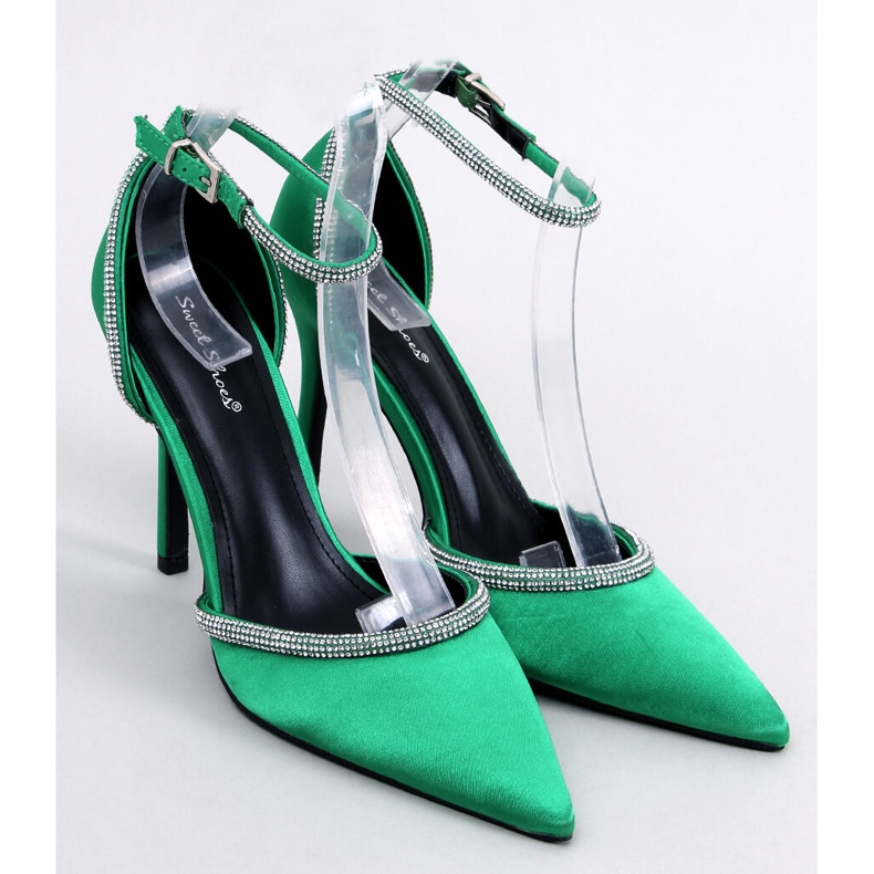 Escarpins à talons hauts avec zircons cubiques Conway Green vert 1