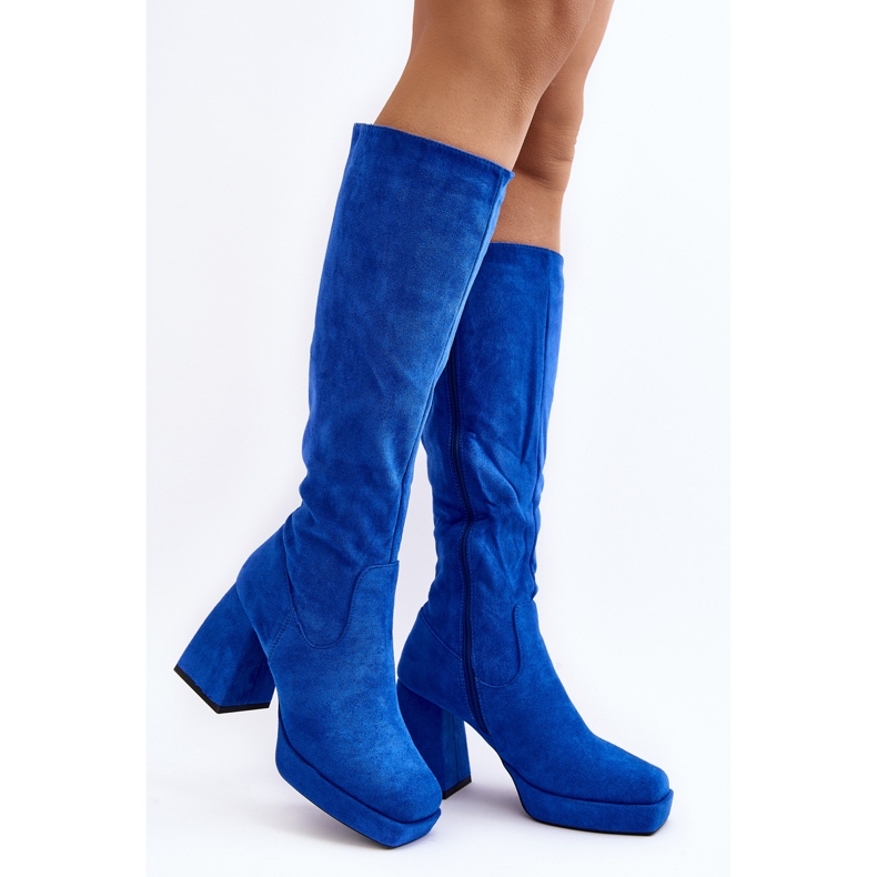 Bottes isolées à talons épais pour femmes, bleu Layala 1