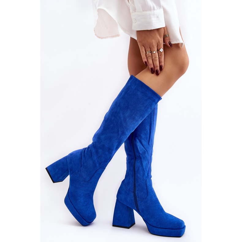Bottes isolées à talons épais pour femmes, bleu Layala 2
