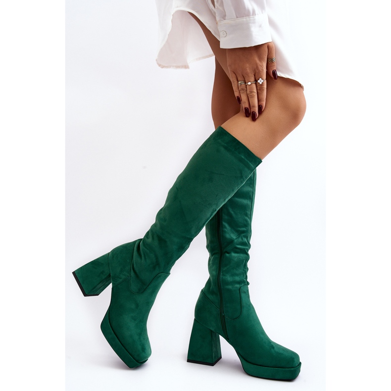 Bottes isolées à talons massifs pour femmes, vert Layala 2