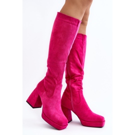 Layala Fuchsia Bottes isolées pour femmes à talons massifs rose 1