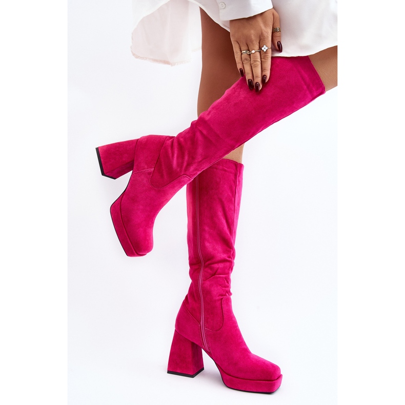 Layala Fuchsia Bottes isolées pour femmes à talons massifs rose 2
