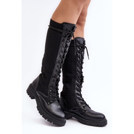Bottines À Lacets Pour Femmes Avec Tige Élastique Noir Virxinia 1