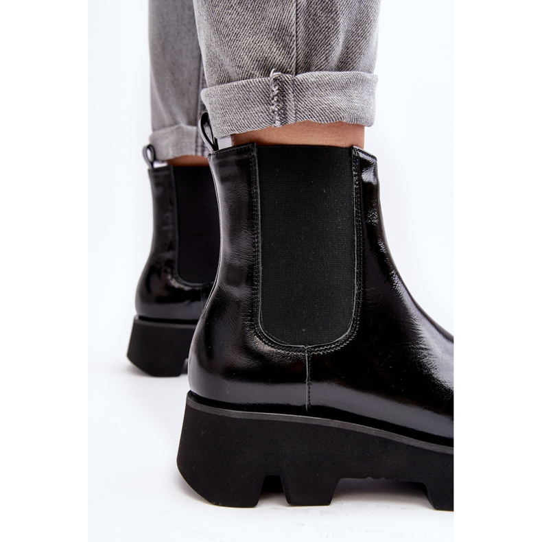 Bottines Chelsea en cuir pour femmes sur semelle massive Laura Messi 2571 Noir 1