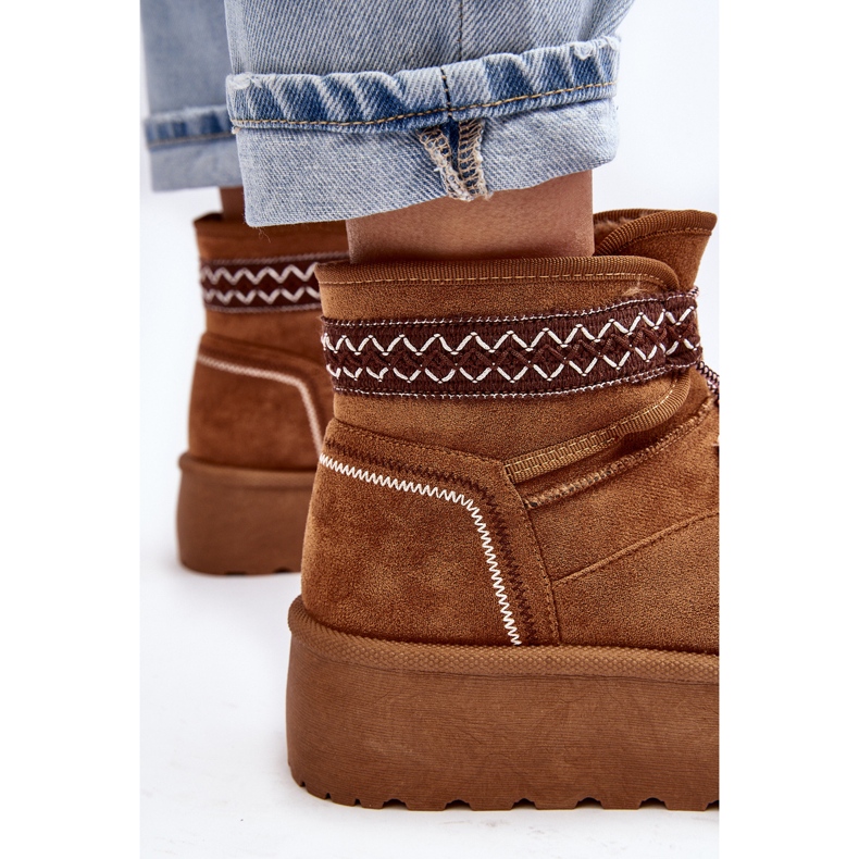 Bottes de neige pour femme à semelle épaisse avec laçage Milson Camel brun 1