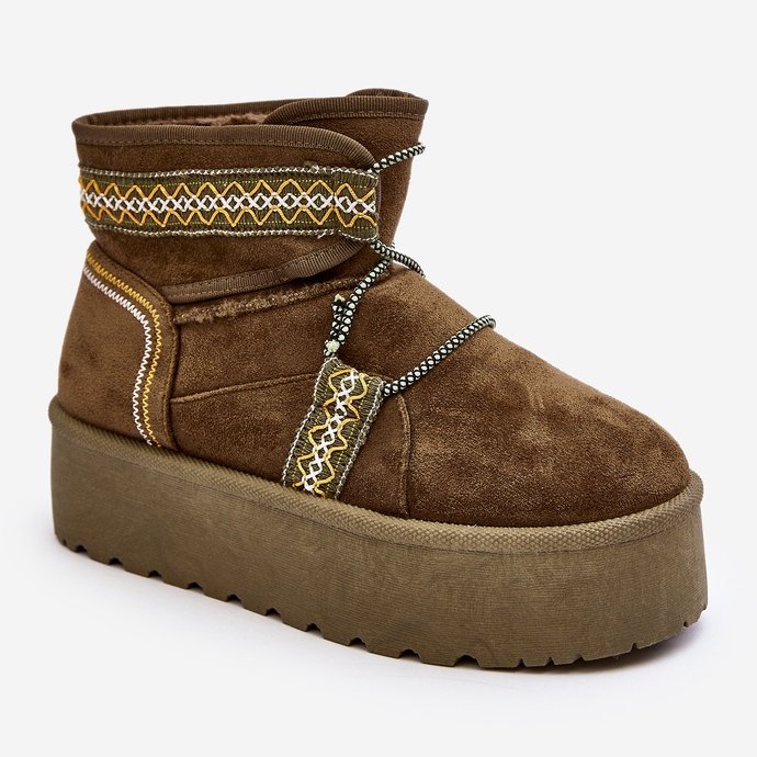 Bottines de neige femme sur semelle épaisse à lacets, vert Milson 1