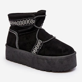 Bottes de neige femme à semelle épaisse avec laçage, noir Milson 1