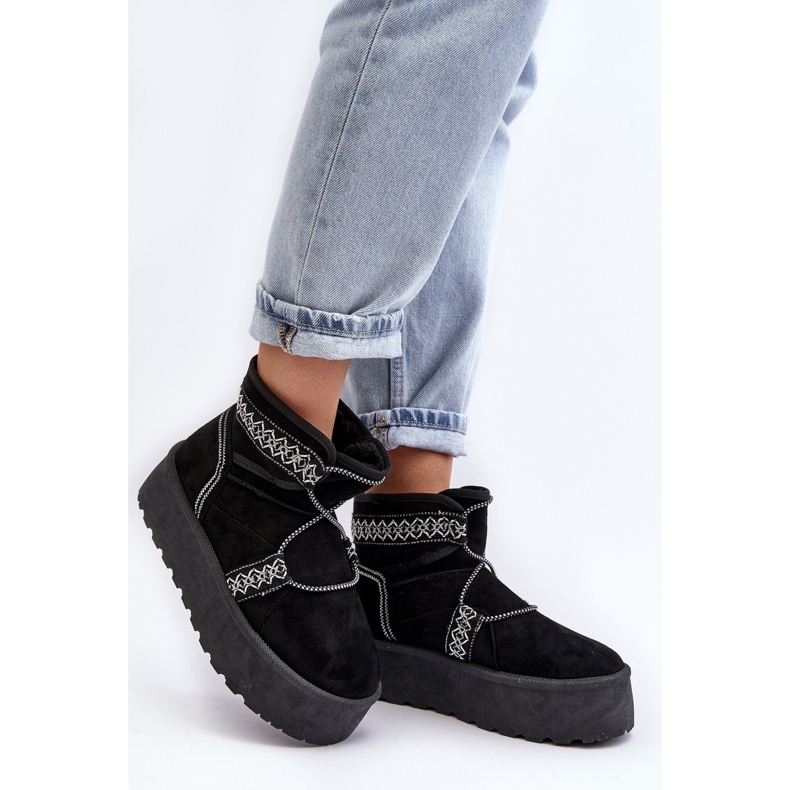 Bottes de neige femme à semelle épaisse avec laçage, noir Milson 2