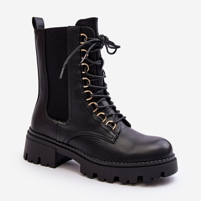Bottes de travail en cuir pour femmes noires Charmea 2