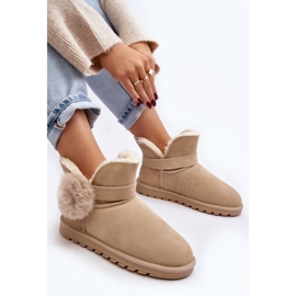 Bottes de neige femme Eraclio beiges en daim avec découpes 7