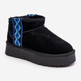 Bottes de neige femme en daim à semelle épaisse, noir Vebissat le noir 1