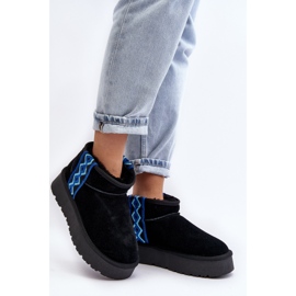 Bottes de neige femme en daim à semelle épaisse, noir Vebissat le noir 2