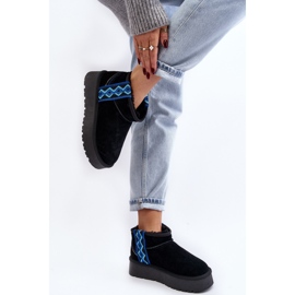 Bottes de neige femme en daim à semelle épaisse, noir Vebissat le noir 3
