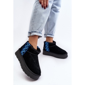Bottes de neige femme en daim à semelle épaisse, noir Vebissat le noir 4