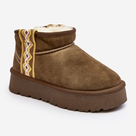 Bottes de neige femme en daim à semelle épaisse, vert Vebissat 2