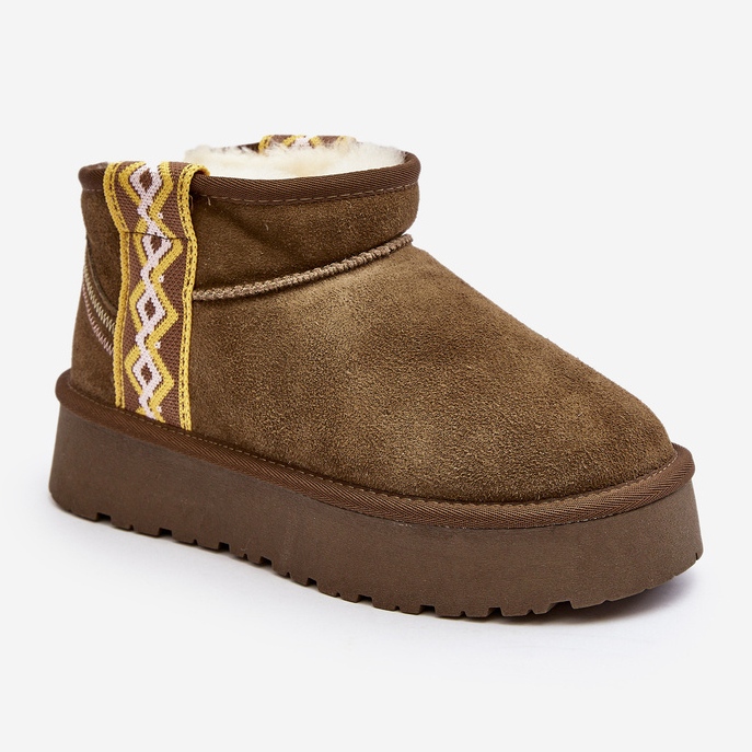 Bottes de neige femme en daim à semelle épaisse, vert Vebissat 2