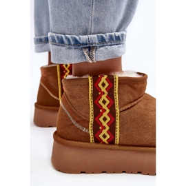 Boots de neige femme suède à semelle épaisse Camel Vebissat brun 1