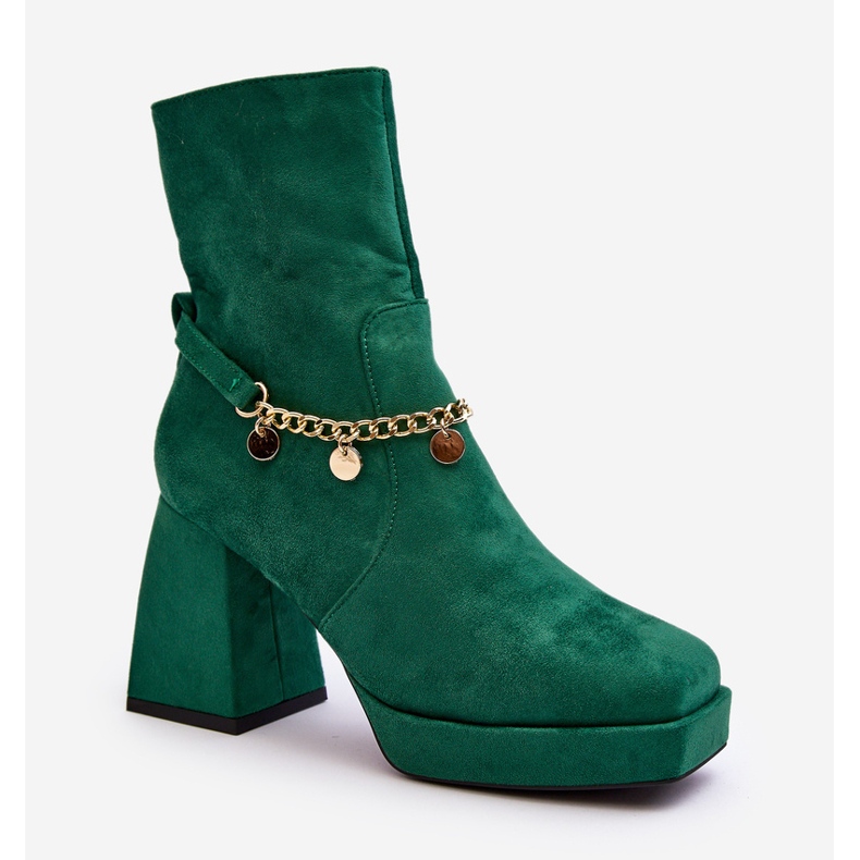 Bottines femme avec chaîne, vert Tiselo 1