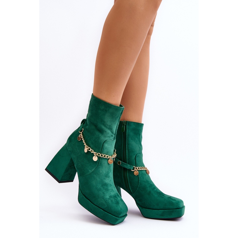 Bottines femme avec chaîne, vert Tiselo 2