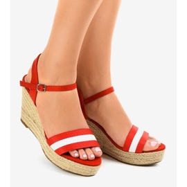 Sandales compensées espadrilles rouges 9072 1