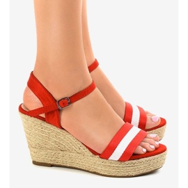 Sandales compensées espadrilles rouges 9072 2