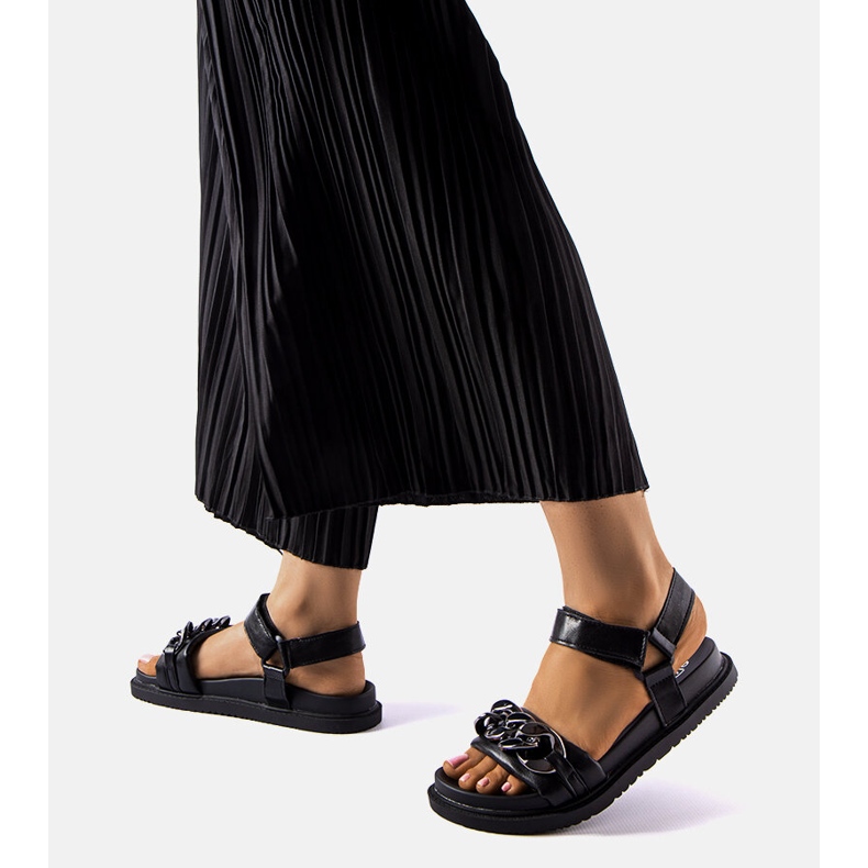 Sandales de sport noires avec chaîne de Machesney le noir 1