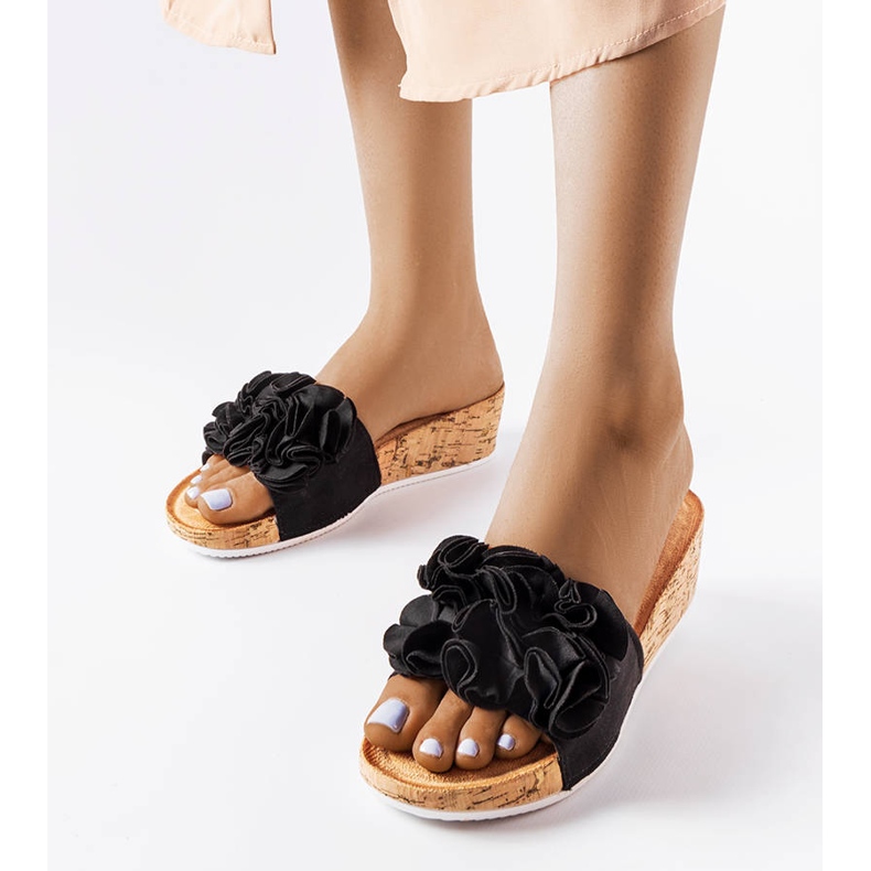 Sandales compensées noires Estella 1