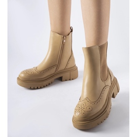 Bottines beige foncé avec surpiqûres Castella 1