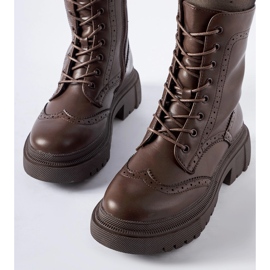 Boots marron ornées de surpiqûres Nicla brun 2