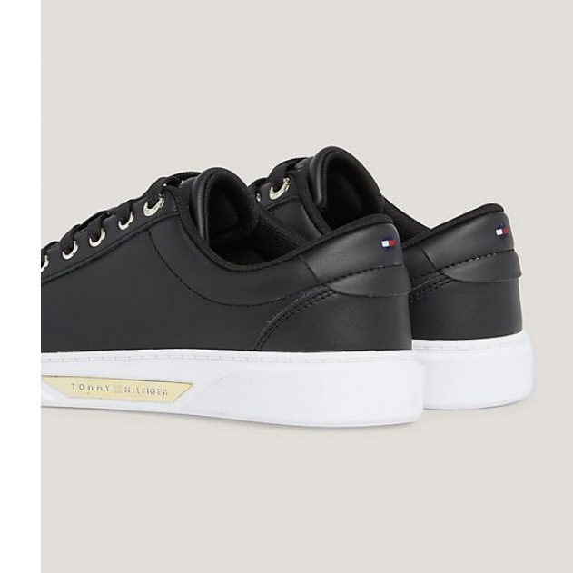 Tommy Hilfiger Chaussures Tommy Hilfigker Golden Hw Court Sneaer W FW0FW075600GJ noir 1
