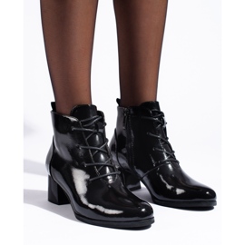 W. Potocki Bottines noires femme Potocki en cuir verni le noir 3