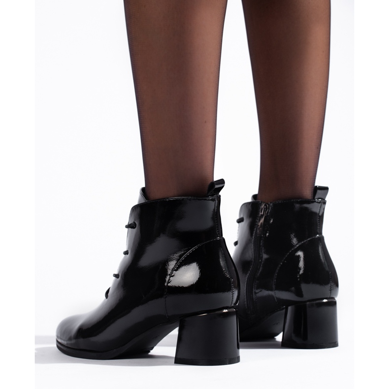 W. Potocki Bottines noires femme Potocki en cuir verni le noir 2