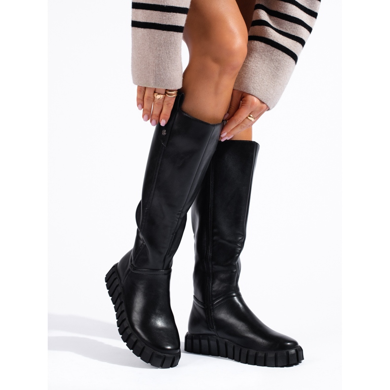 W. Potocki Bottes pour femmes noires sur la plateforme Potocki 1