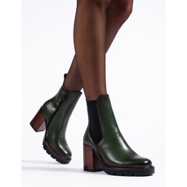 W. Potocki Bottines Chelsea Potocki vert foncé à talons hauts 1