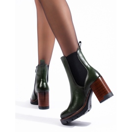 W. Potocki Bottines Chelsea Potocki vert foncé à talons hauts 3