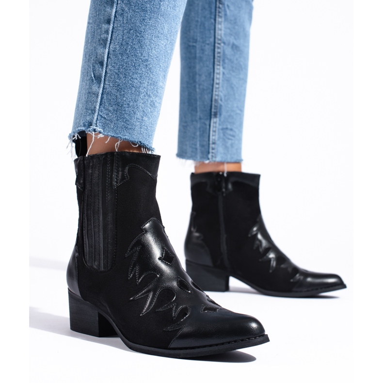 Bottes de cowboy noires pour femmes de Shelovet le noir 1